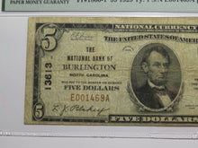 Load image into Gallery viewer, $5 1929 Burlington North Carolina National Currency Bank Note Bill Ch #13613 F15