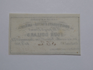 $4 1861 Confederate Bond Coupon Certificate Currency Bank Note Bill UNC