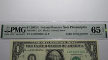Load image into Gallery viewer, $1 2003 Radar Serial Number Federal Reserve Currency Bank Note Bill PMG UNC65EPQ