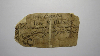 1754 Ten Shillings North Carolina NC Colonial Currency Note Bill! RARE 10s!