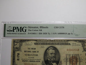 $50 1929 Streator Illinois IL National Currency Bank Note Bill Ch. #2176 F12 PMG
