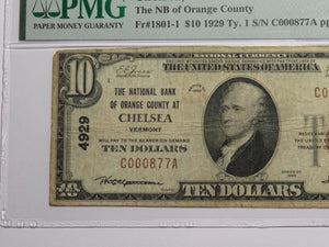$10 1929 Chelsea Vermont VT National Currency Bank Note Bill Charter #4929 F15