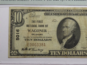 $10 1929 Wagoner Oklahoma OK National Currency Bank Note Bill Ch. #5016 VF20 PMG