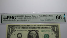 Load image into Gallery viewer, $1 2003 Radar Serial Number Federal Reserve Currency Bank Note Bill PMG UNC66EPQ