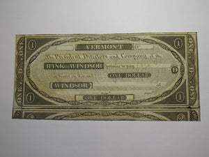 $1 18__ Windsor Vermont VT Obsolete Currency Bank Note Bill Remainder UNC+++
