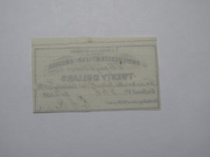$20 1861 Confederate Bond Coupon Certificate Currency Bank Note Bill UNC
