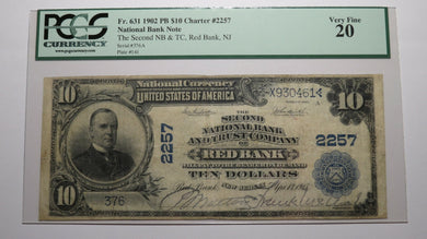 $10 1902 Red Bank New Jersey NJ National Currency Bank Note Bill #2257 VF20 PCGS