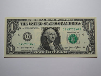 $1 2021 Radar Serial Number Federal Reserve Currency Bank Note Bill UNC 64577546