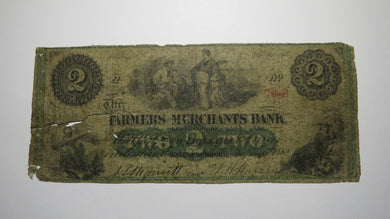 $2 1862 Greensborough Maryland MD Obsolete Currency Bank Note Bill! Farmers!