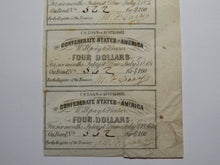 Load image into Gallery viewer, $4 1861 Confederate Bond Coupon Certificate Uncut Sheet Currency Bank Note Bill
