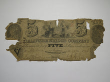 Load image into Gallery viewer, $5 1846 Lambertville New Jersey Obsolete Currency Bank Note Bill Delaware Bridge