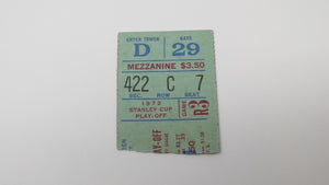April 11, 1972 New York Rangers Vs Montreal Canadiens Playoff Hockey Ticket Stub