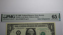 Load image into Gallery viewer, $1 1995 Radar Serial Number Federal Reserve Currency Bank Note Bill PMG UNC65EPQ