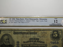 Load image into Gallery viewer, $5 1902 West Minneapolis Minnesota National Currency Bank Note Bill #7958 PCGS