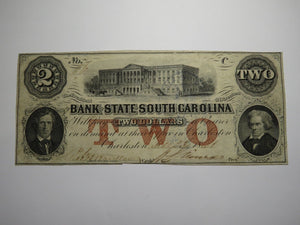 $2 1861 Charleston South Carolina SC Obsolete Currency Bank Note Bill Bank of SC