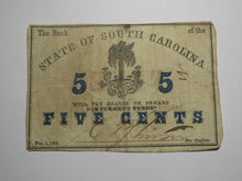 Load image into Gallery viewer, $.05 1863 Charleston South Carolina Obsolete Currency Bank Note State of SC