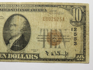 $10 1929 New York City NY National Currency Bank Note Bill #12553 Grace National