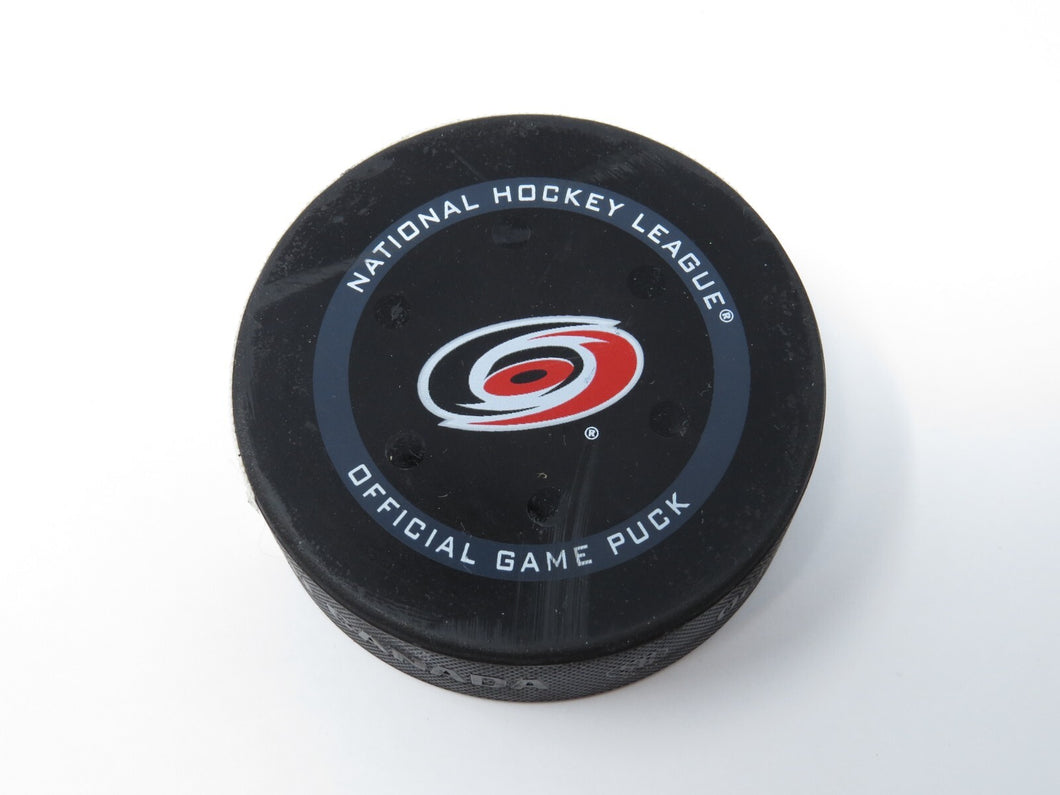2022 Boston Bruins Vs. Carolina Hurricanes Game 2 NHL Playoffs Game Used Puck G2