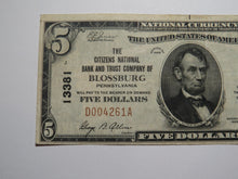 Load image into Gallery viewer, $5 1929 Blossburg Pennsylvania PA National Currency Bank Note Bill Ch #13381 VF+