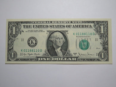 $1 1977 Radar Serial Number Federal Reserve Currency Bank Note Bill UNC 01188110