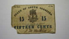 Load image into Gallery viewer, $.15 1863 Charleston South Carolina Obsolete Currency Bank Note State of SC