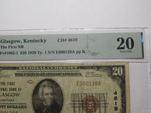 Load image into Gallery viewer, $20 1929 Glasgow Kentucky KY National Currency Bank Note Bill Ch. #4819 VF20