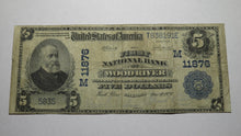 Load image into Gallery viewer, $5 1902 Wood River Illinois IL National Currency Bank Note Bill Ch. #11876 FINE!
