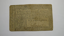 Load image into Gallery viewer, 1777 Six Shillings Pennsylvania PA Colonial Currency Bank Note Bill 6s RARE