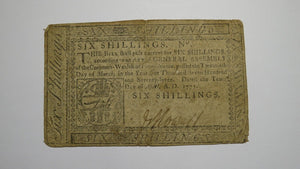 1777 Six Shillings Pennsylvania PA Colonial Currency Bank Note Bill 6s RARE