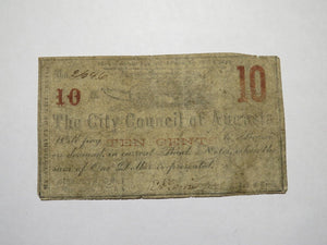 $.10 1861 Augusta Georgia GA Obsolete Currency Bank Note Bill! City Council!