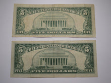 Load image into Gallery viewer, 2 $5 1963 Lincoln Red Seal Legal Tender Currency Notes Bank Bill VF Condition