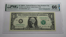Load image into Gallery viewer, $1 2003 Radar Serial Number Federal Reserve Currency Bank Note Bill PMG UNC66EPQ
