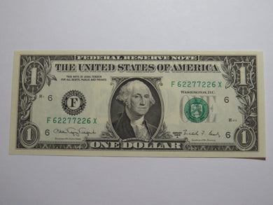 $1 1988 Radar Serial Number Federal Reserve Currency Bank Note Bill UNC 62277226