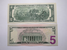 Load image into Gallery viewer, $2 2003 &amp; $5 2021 Matching Radar Serial Numbers Federal Reserve Bank Note Bills