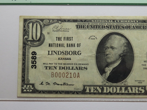 $10 1929 Lindsborg Kansas KS National Currency Bank Note Bill Ch #3589 VF30 PCGS