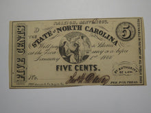 Load image into Gallery viewer, $.05 1863 Raleigh North Carolina Obsolete Currency Bank Note Bill NC State UNC+