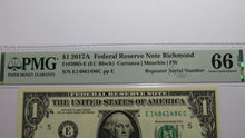 Load image into Gallery viewer, $1 2017 Repeater Serial Number Federal Reserve Currency Bank Note Bill PMG UNC66