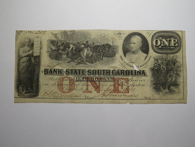 $1 1861 Charleston South Carolina SC Obsolete Currency Bank Note Bill Bank of SC