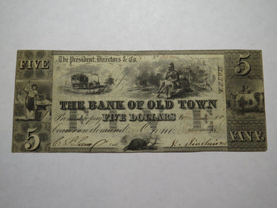 $5 1837 Orono Maine ME Obsolete Currency Bank Note Bill The Bank of Old Town