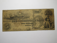 Load image into Gallery viewer, $5 1849 Boston Massachusetts MA Obsolete Currency Bank Note Bill Cochituate Bank