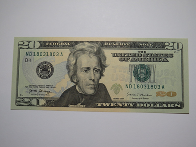 $20 2017 Repeater Serial Number Federal Reserve Currency Bank Note Bill 18031803