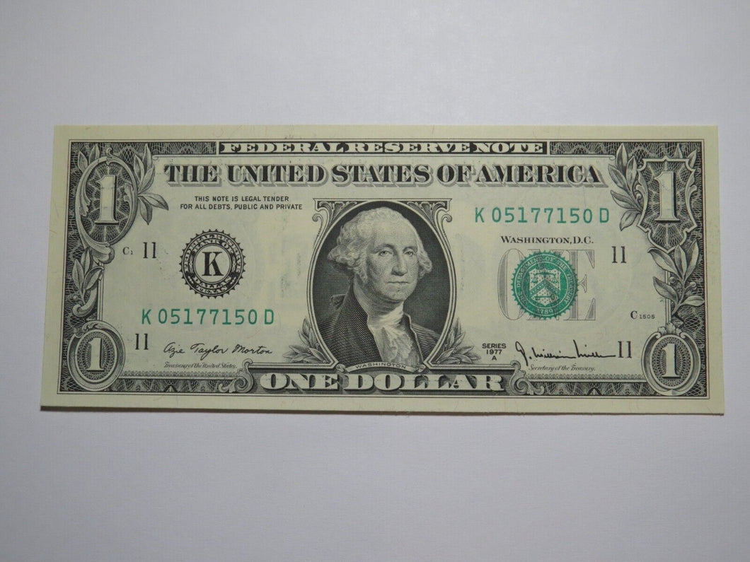 $1 1977 Radar Serial Number Federal Reserve Currency Bank Note Bill UNC 05177150