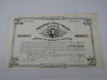 Load image into Gallery viewer, $100 1863 Confederate Bond Certificate Currency Bank Note Bill UNC 14&quot; X 9&quot;