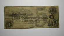 Load image into Gallery viewer, $5 1849 Boston Massachusetts MA Obsolete Currency Bank Note Bill Cochituate Bank