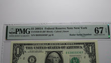 Load image into Gallery viewer, $1 2003 Radar Serial Number Federal Reserve Currency Bank Note Bill PMG UNC67EPQ