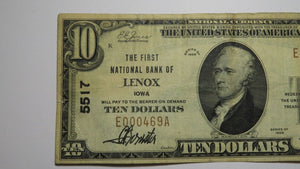 $10 1929 Lenox Iowa IA National Currency Bank Note Bill Charter #5517 Very Fine
