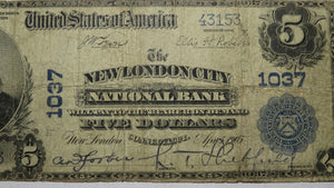 $5 1902 New London City Connecticut CT National Currency Bank Note Bill! #1037