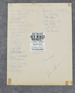1957 Detroit Red Wings Hockey Team Signed Promo Poster Gordie Howe Terry Sawchuk