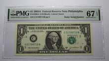 Load image into Gallery viewer, $1 2003 Radar Serial Number Federal Reserve Currency Bank Note Bill PMG UNC67EPQ