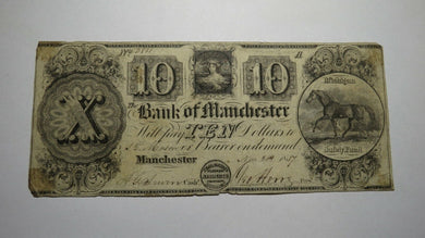 $10 1837 Manchester Michigan MI Obsolete Currency Bank Note Bill! Bank of MC!